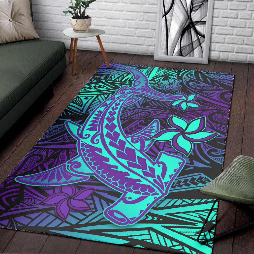 Polynesian Area Rug Purple Paradise Hawaiian Tribal Hammerhead Shark - Wonder Print Shop