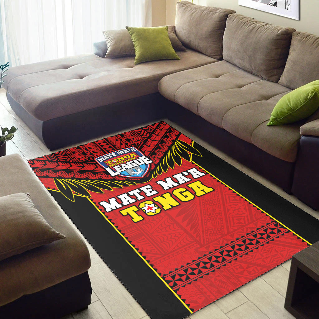 Tonga Rugby Area Rug Mate Maa Tonga Pacific Ngatu Black - Wonder Print Shop