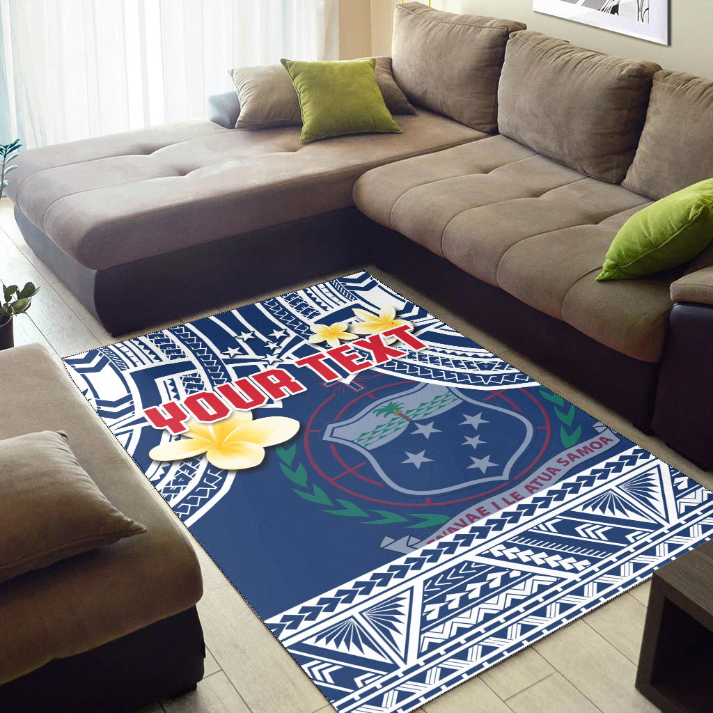 Custom Personalised Samoa Area Rug Samoan Plumeria Flowers Mix Polynesian Pattern - Wonder Print Shop