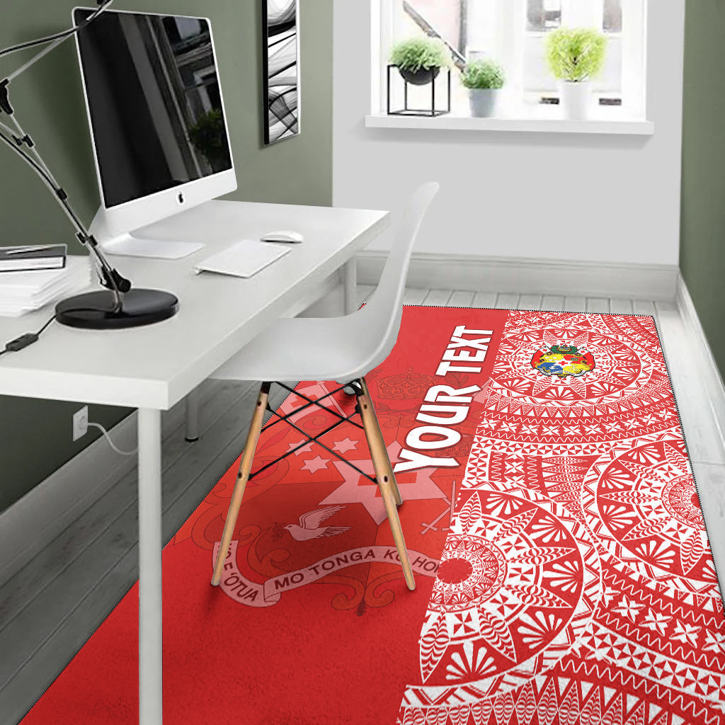Custom Personalised Tonga Area Rug Tongan Coat Of Arms Ngatu Pattern - Wonder Print Shop