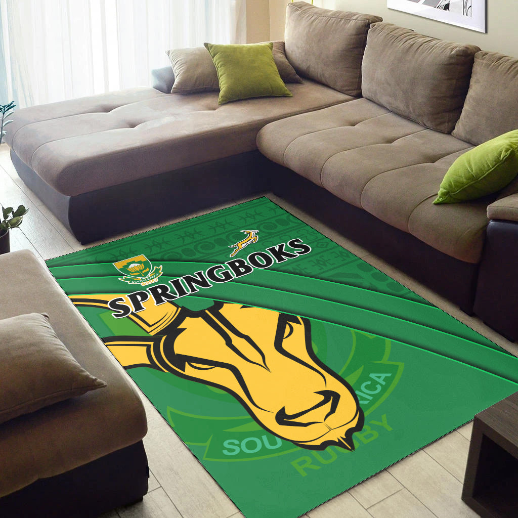 South Africa Rugby Area Rug Bokke Springbok With African Pattern Stronger Together - Wonder Print Shop