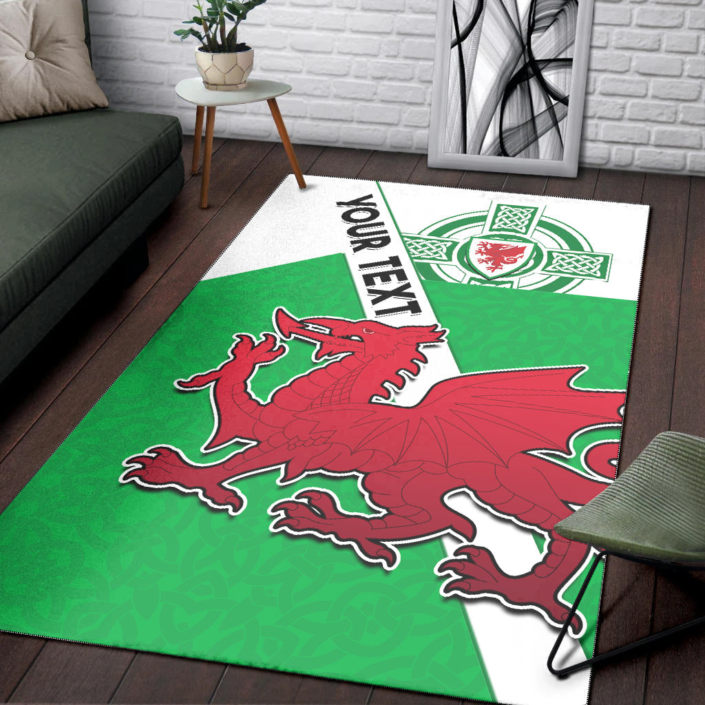 (Custom Personalised) Wales Football Area Rug Come On Welsh Dragons With Celtic Knot Pattern - Wonder Print Shop