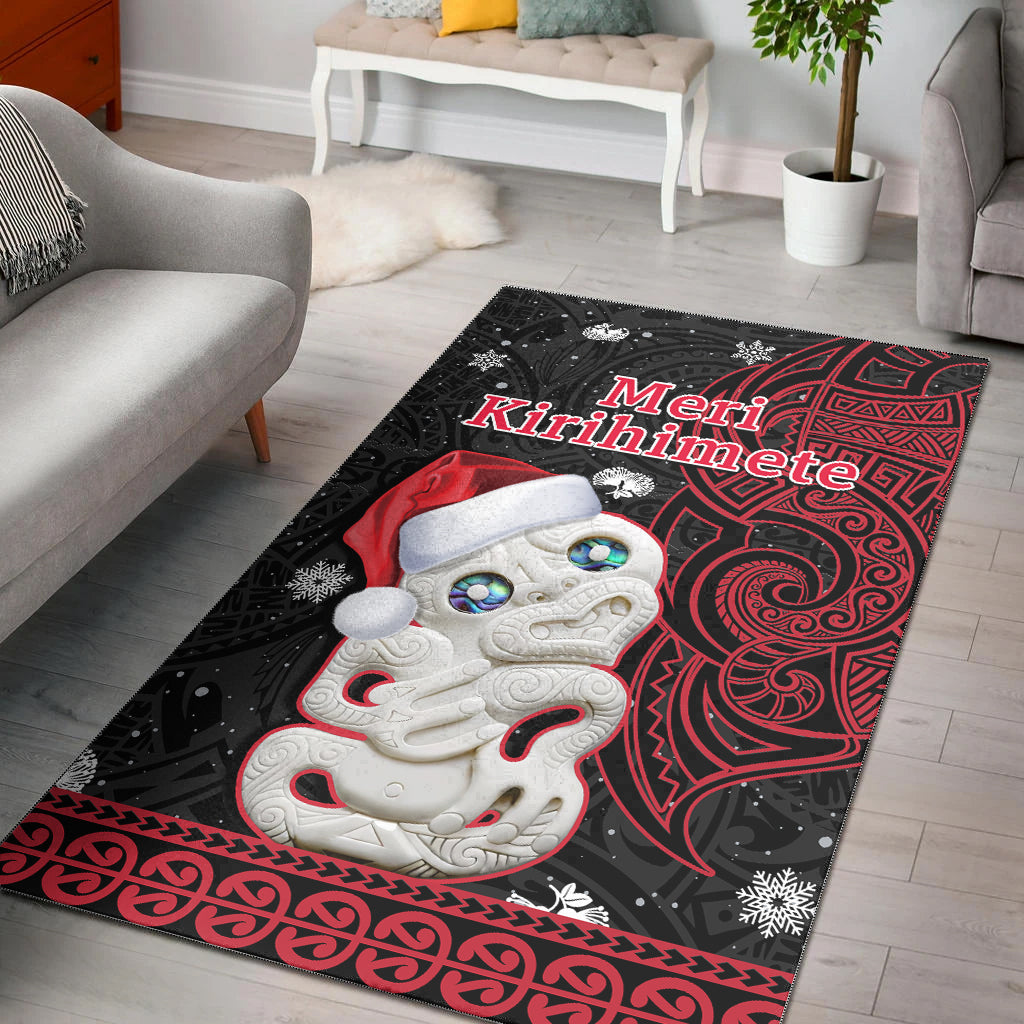 New Zealand Christmas Area Rug Hei Tiki Red Pohutukawa Meri Kirihimete - Wonder Print Shop