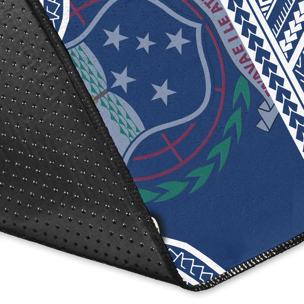 Custom Personalised Samoa Area Rug Samoan Plumeria Flowers Mix Polynesian Pattern - Wonder Print Shop