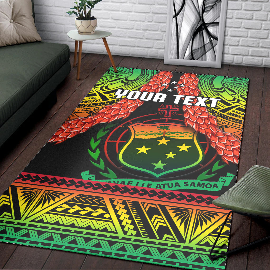 Custom Personalised Samoa Rugby Area Rug Teuila Torch Ginger Gradient Style - Wonder Print Shop