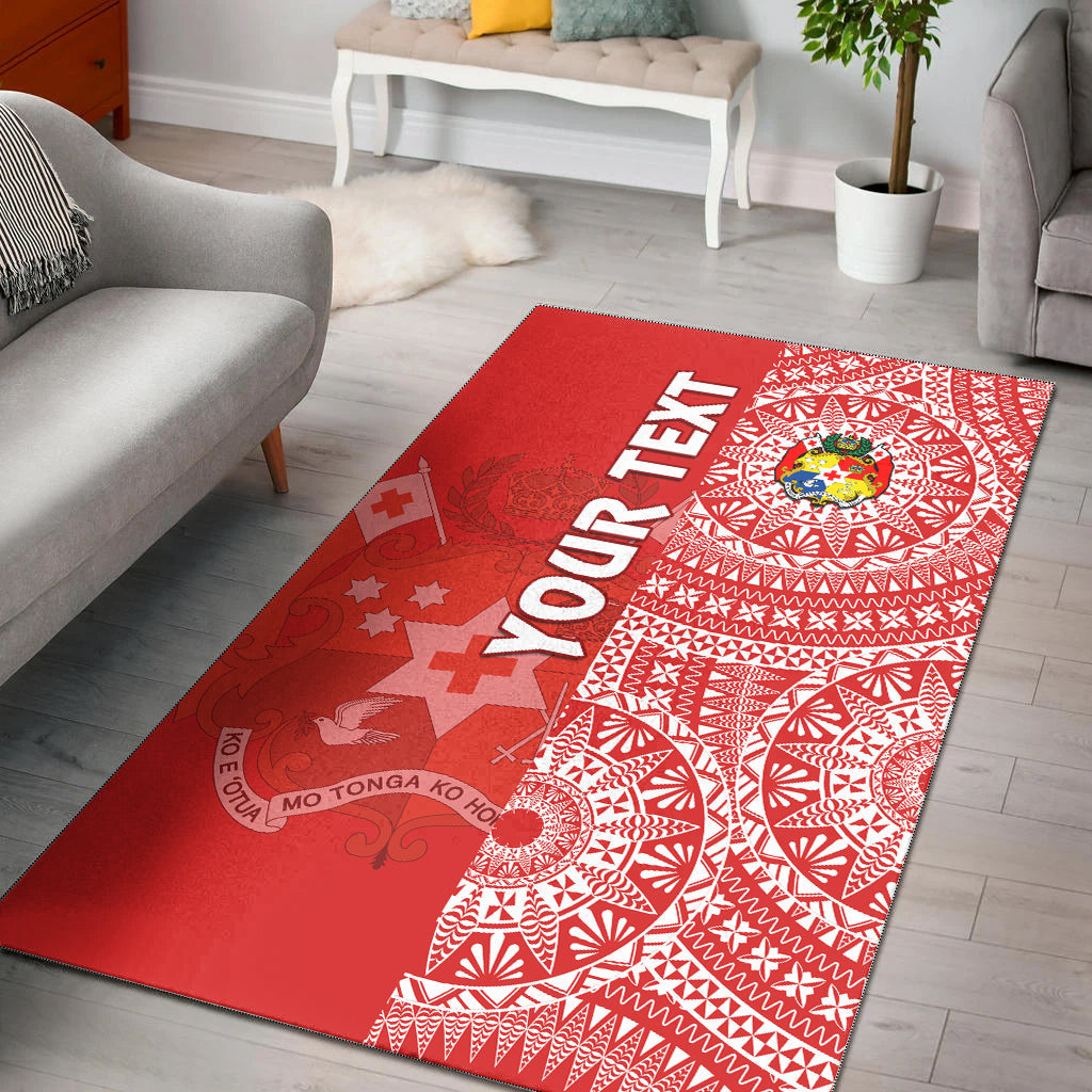 Custom Personalised Tonga Area Rug Tongan Coat Of Arms Ngatu Pattern - Wonder Print Shop