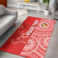 Custom Personalised Tonga Area Rug Tongan Coat Of Arms Ngatu Pattern - Wonder Print Shop