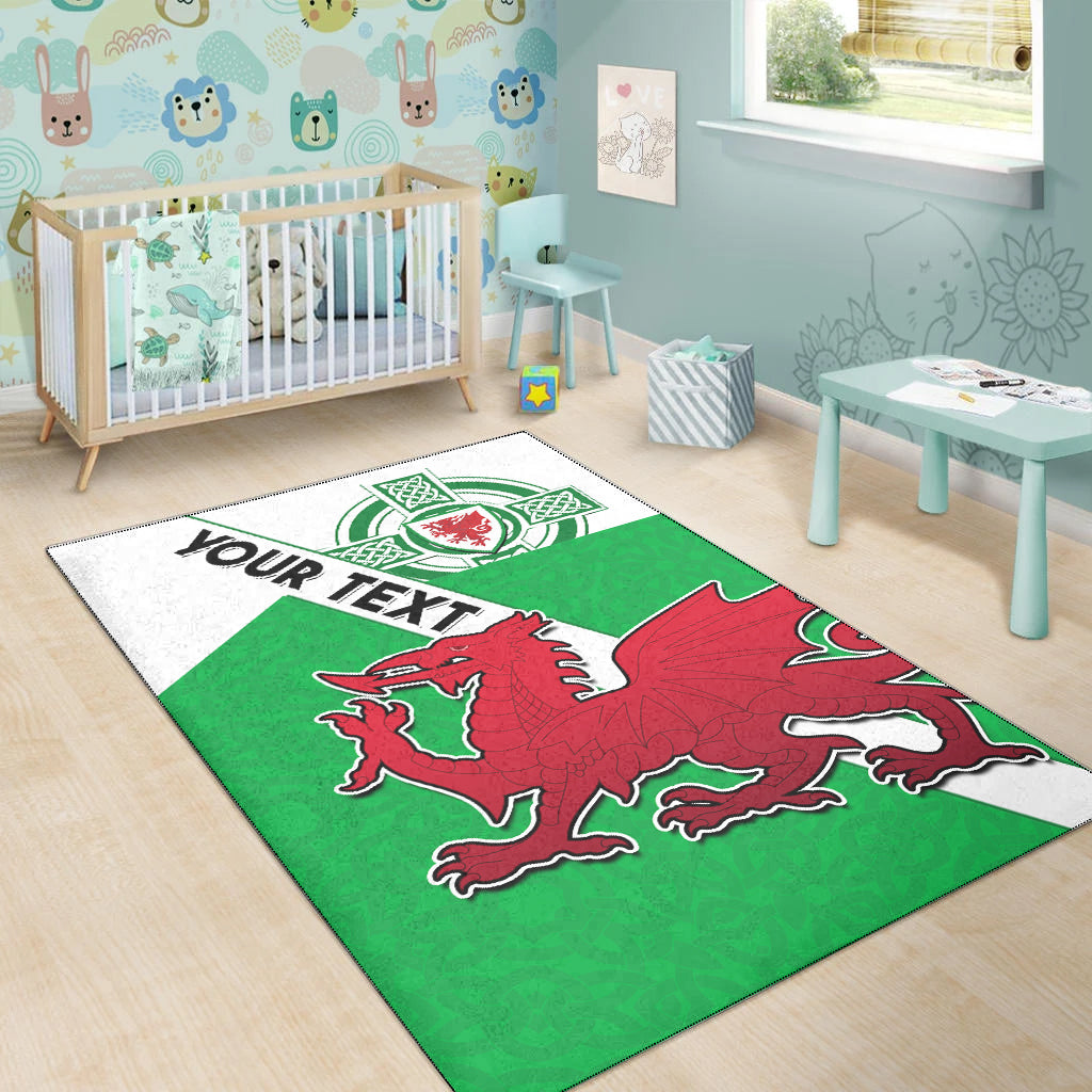 (Custom Personalised) Wales Football Area Rug Come On Welsh Dragons With Celtic Knot Pattern - Wonder Print Shop
