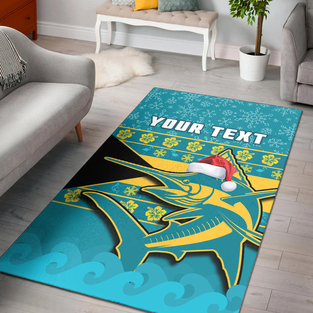 (Custom Personalised) Bahamas Area Rug Bahamian Blue Marlin Merry Christmas - Wonder Print Shop