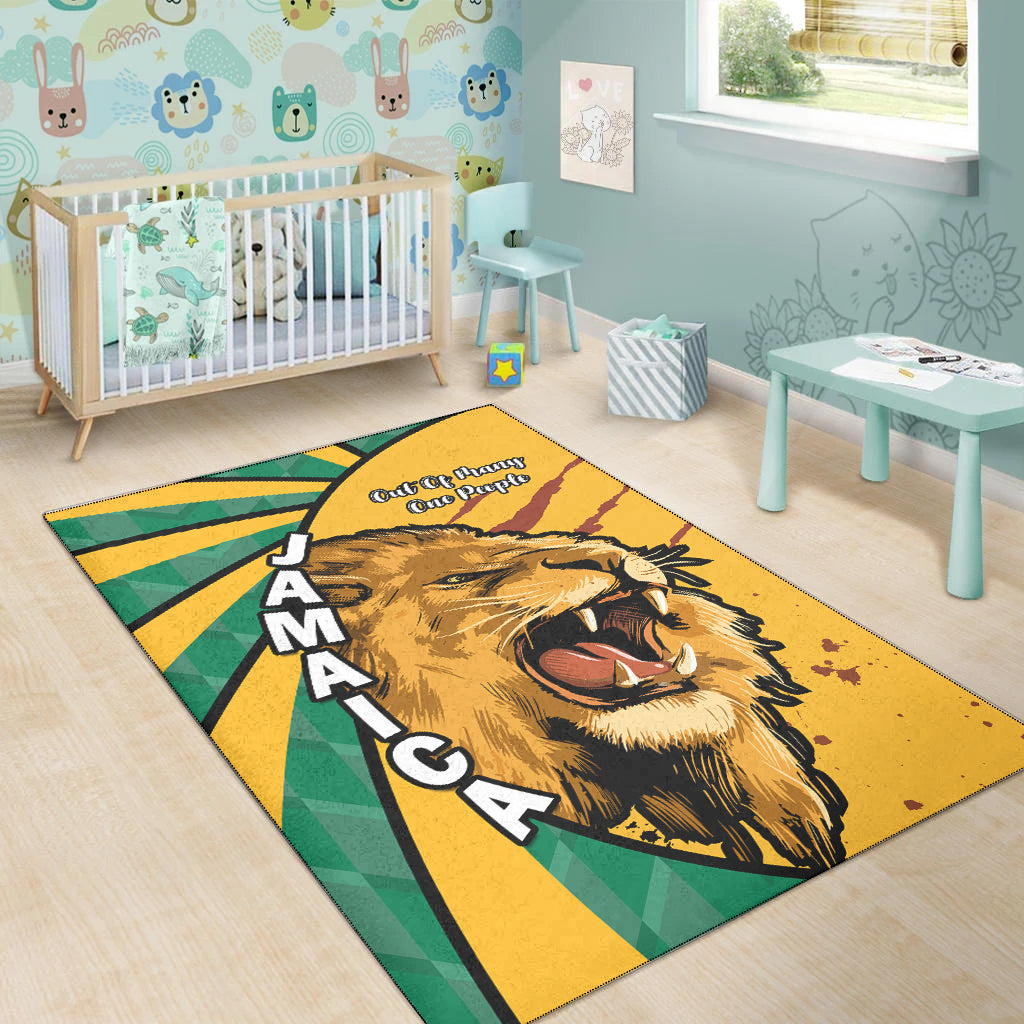 Jamaica Athletics Area Rug Jamaican Flag Mix Lion Sporty Style - Wonder Print Shop