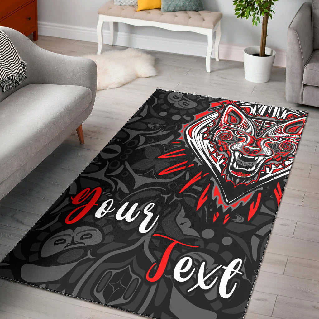 (Custom Personalised) Canada Wolf Area Rug Haida and Maple Leaf LT13 - Wonder Print Shop