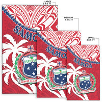 Samoa Area Rug Samoan Coat Of Arms With Coconut Red Style - Wonder Print Shop