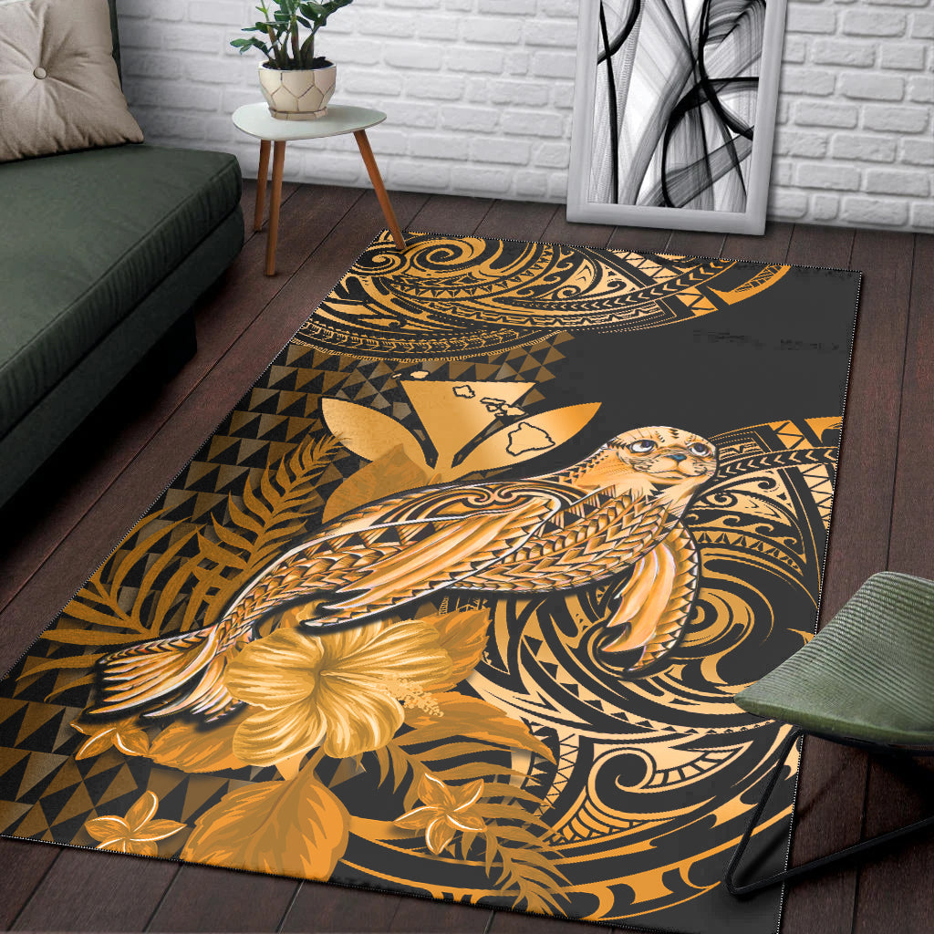 Hawaii Monk Seal Area Rug Kakau With Kanaka Gold - Wonder Print Shop