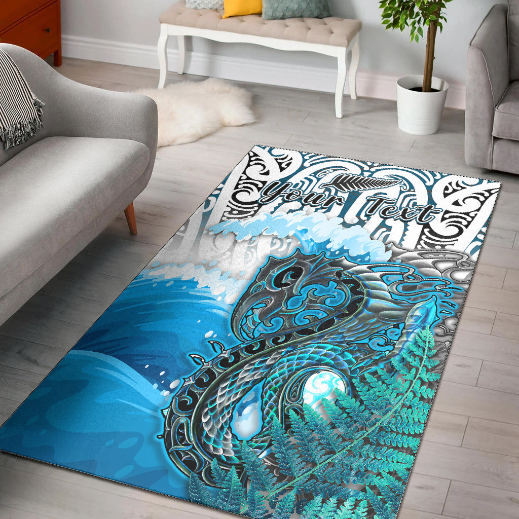 Custom Personalised Manaia Maori Area Rug Fern Aotearoa Blue Waves LT13 - Wonder Print Shop