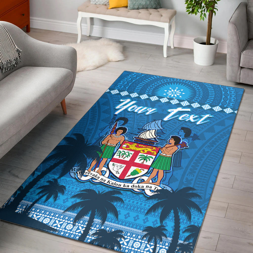 Custom Personalised Bula Fiji Day Area Rug Fijian Tapa with Palm Tree 52nd Anniversary LT13 - Wonder Print Shop