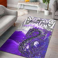 Custom Personalised Manaia Maori Area Rug Fern Aotearoa Purple Waves LT13 - Wonder Print Shop