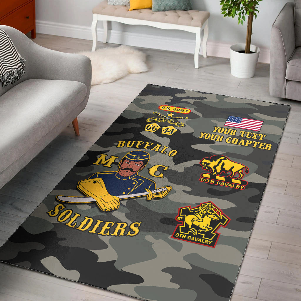 (Custom Text and Chapter) Buffalo Soldiers Area Rug Camouflage Unique LT13 - Wonder Print Shop