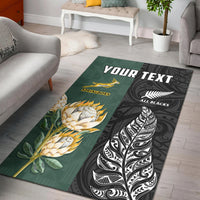 Custom Personalised South Africa Protea and New Zealand Fern Area Rug Rugby Go Springboks vs All Black LT13 - Wonder Print Shop