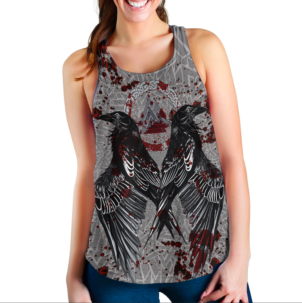 Viking Raven With Valknut Racerback Tank Style Blood RLT12 - Wonder Print Shop