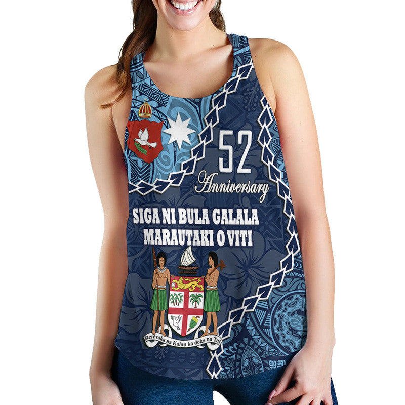 Fiji 52nd Anniversary Women Racerback Tank Siga Ni Bula Galala Marautaki O Viti - Wonder Print Shop