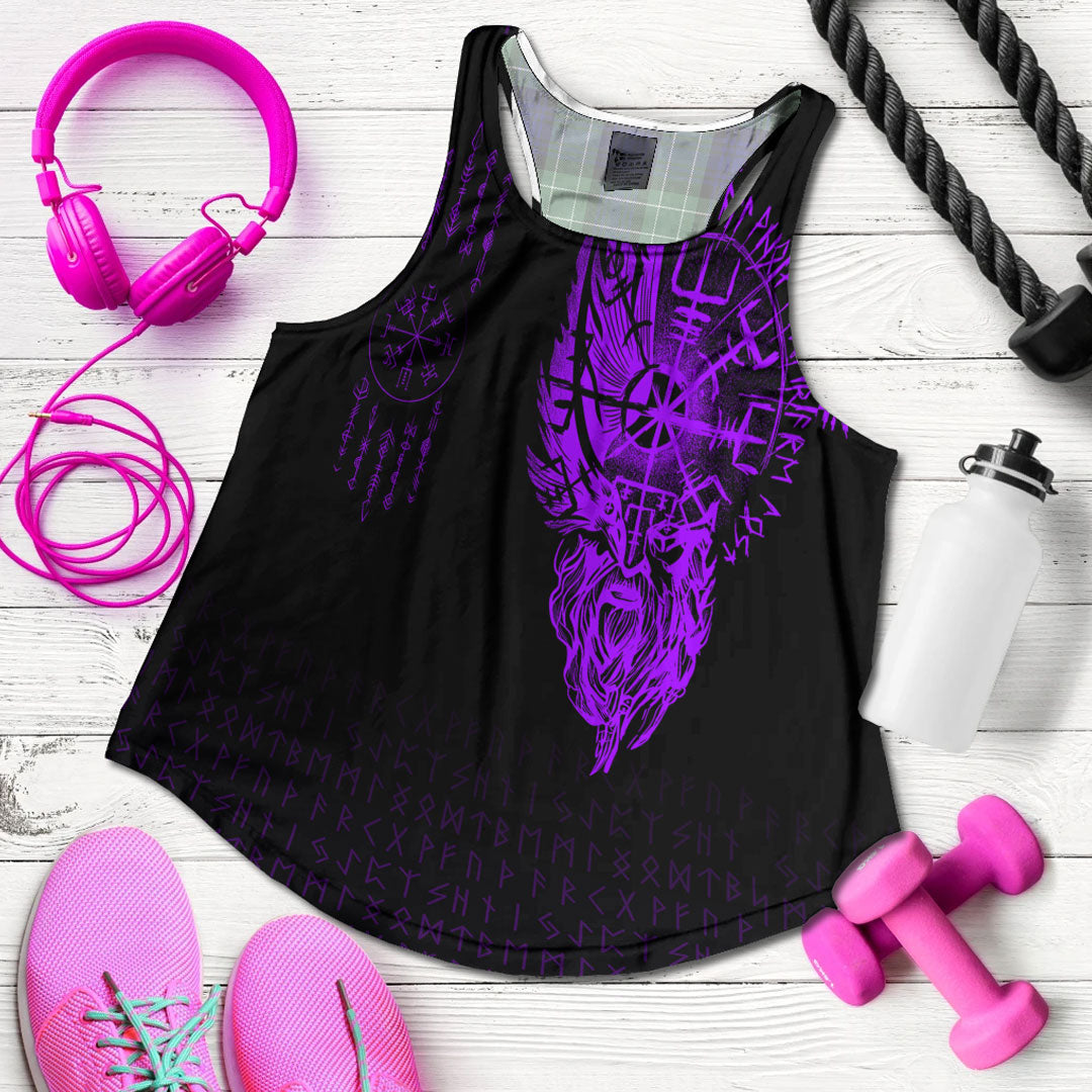 Viking Clothing Viking Compass Vegvisir Tattoo Purple Version Women's Racerback Tank RLT12 - Wonder Print Shop