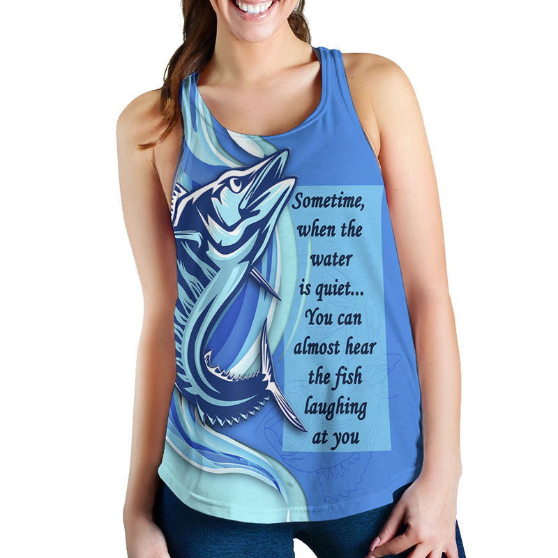 Fathers Day Fishing Quotes Women Racerback Tank - Ocean Wave Style - Wonder Print Shop