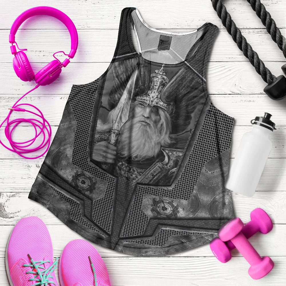 Viking Clothing Armor 3D Style Viking Odin Tattoo Women's Racerback Tank RLT12 - Wonder Print Shop