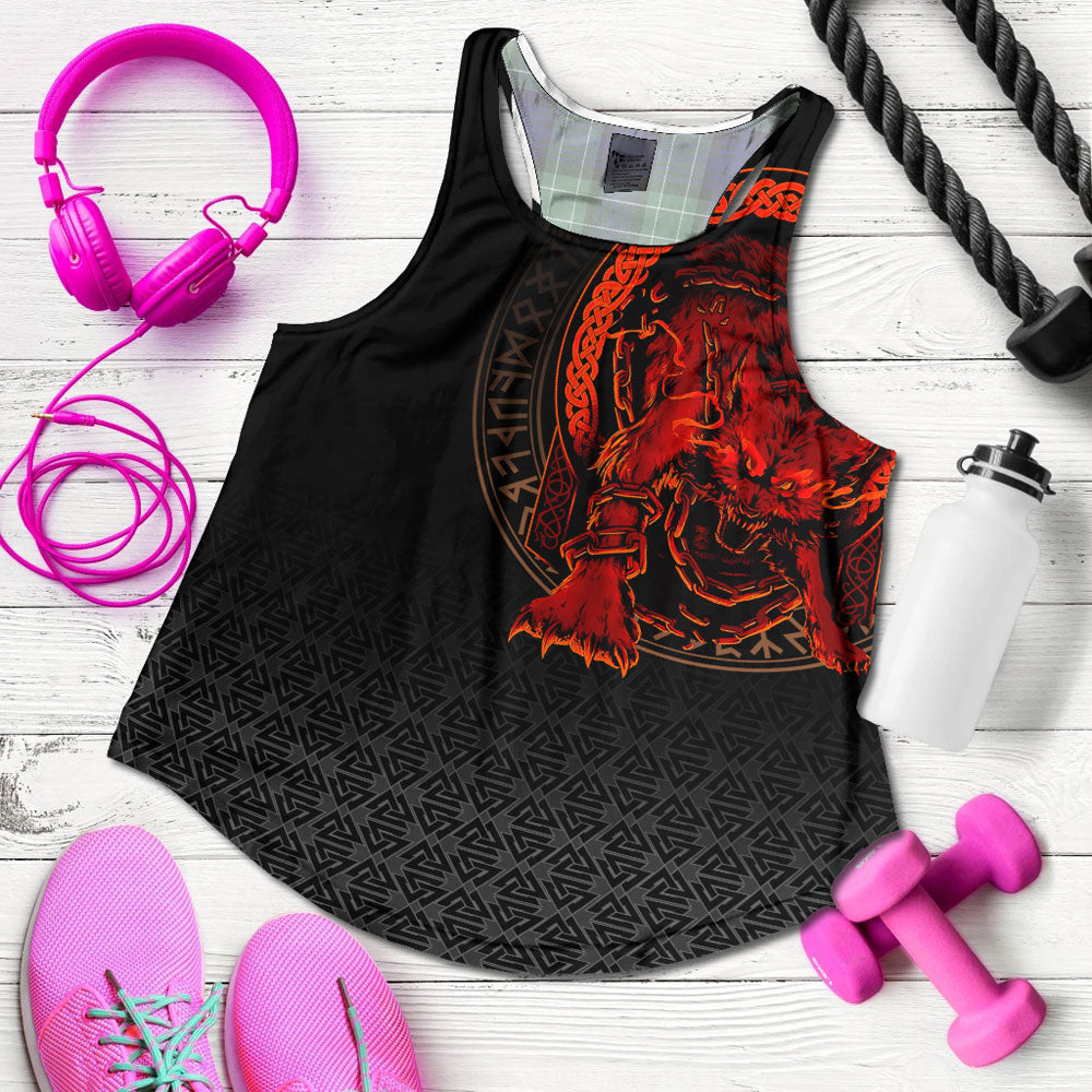 Viking Clothing Viking Fenrir Norse 3D Women's Racerback Tank RLT12 - Wonder Print Shop