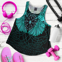 Viking Clothing Viking Odin's Celtic Two Ravens Cyan Version Women's Racerback Tank RLT12 - Wonder Print Shop