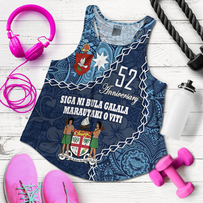 Fiji 52nd Anniversary Women Racerback Tank Siga Ni Bula Galala Marautaki O Viti - Wonder Print Shop