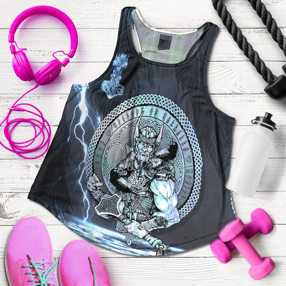 Viking Clothing Viking Thor Norse God of Thunder Women's Racerback Tank RLT12 - Wonder Print Shop