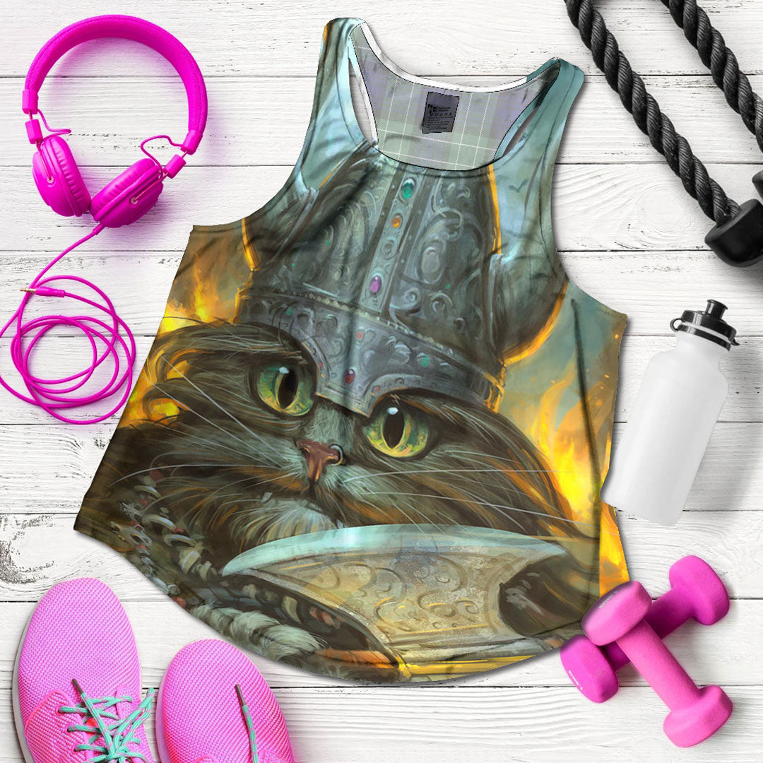 Viking Clothing Vikings Cat Warrior Women's Racerback Tank RLT12 - Wonder Print Shop