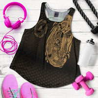 Viking Clothing Viking Odin Raven Tattoo Style Gold Version Women's Racerback Tank RLT12 - Wonder Print Shop