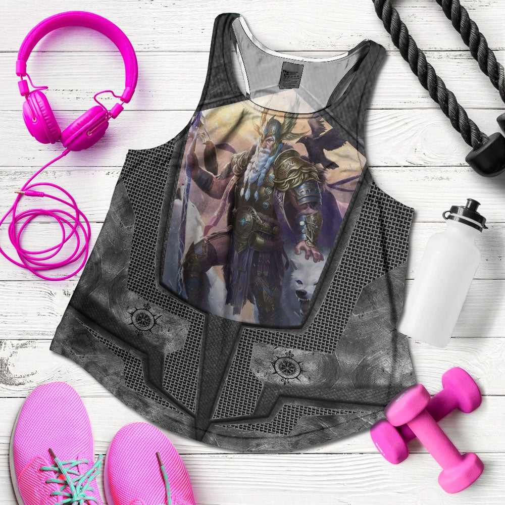 Viking Clothing Armor 3D Style Viking Odin Women's Racerback Tank RLT12 - Wonder Print Shop