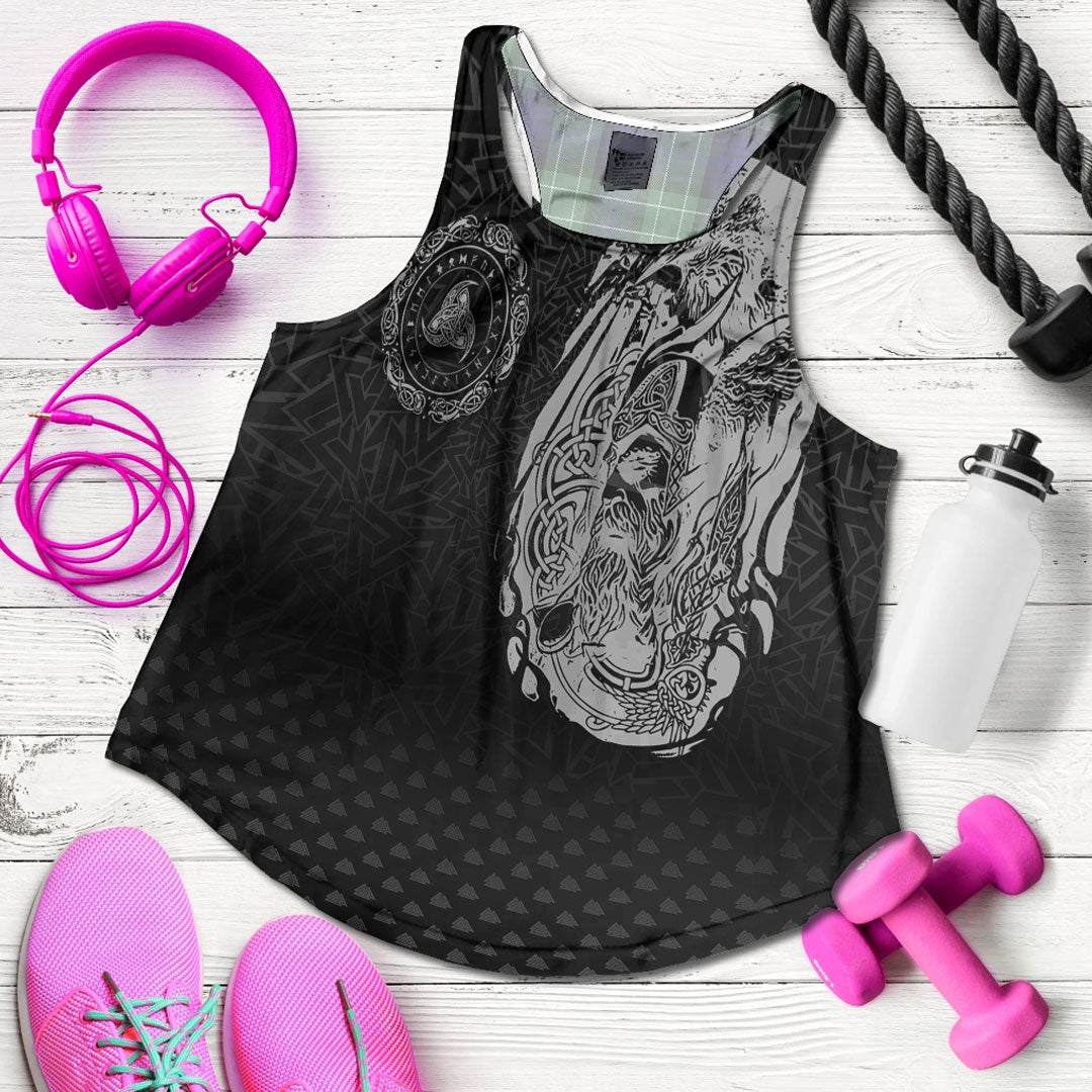 Viking Clothing Viking Odin Raven Tattoo Style Special Version Women's Racerback Tank RLT12 - Wonder Print Shop