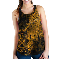 Viking Clothing Viking Odin Tattoo Gold Version Women's Racerback Tank RLT12 - Wonder Print Shop
