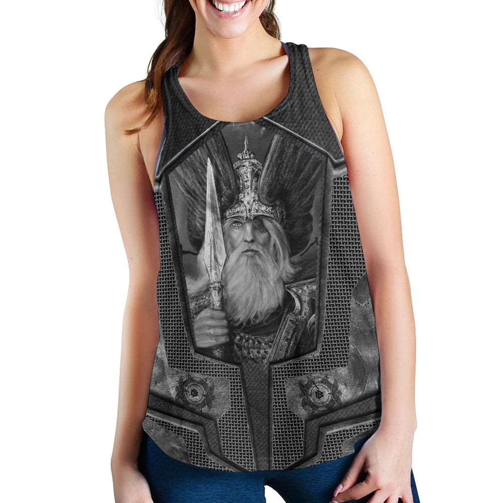 Viking Clothing Armor 3D Style Viking Odin Tattoo Women's Racerback Tank RLT12 - Wonder Print Shop
