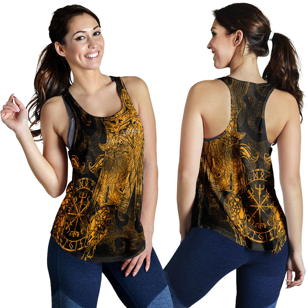 Viking Clothing Viking Odin Tattoo Gold Version Women's Racerback Tank RLT12 - Wonder Print Shop