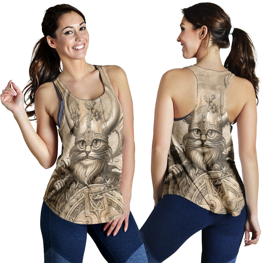 Viking Clothing Vikings Cat Women's Racerback Tank RLT12 - Wonder Print Shop