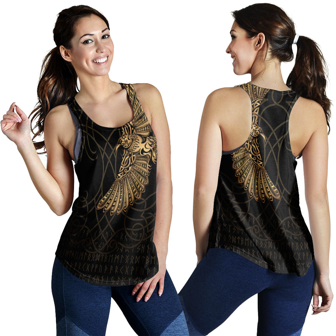 Viking Clothing Viking Odin's Celtic Ravens Gold Version Women's Racerback Tank RLT12 - Wonder Print Shop