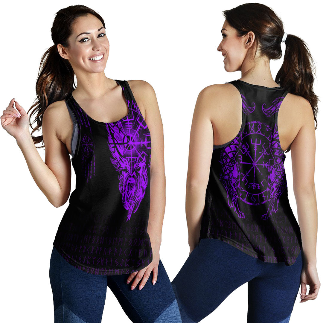 Viking Clothing Viking Compass Vegvisir Tattoo Purple Version Women's Racerback Tank RLT12 - Wonder Print Shop