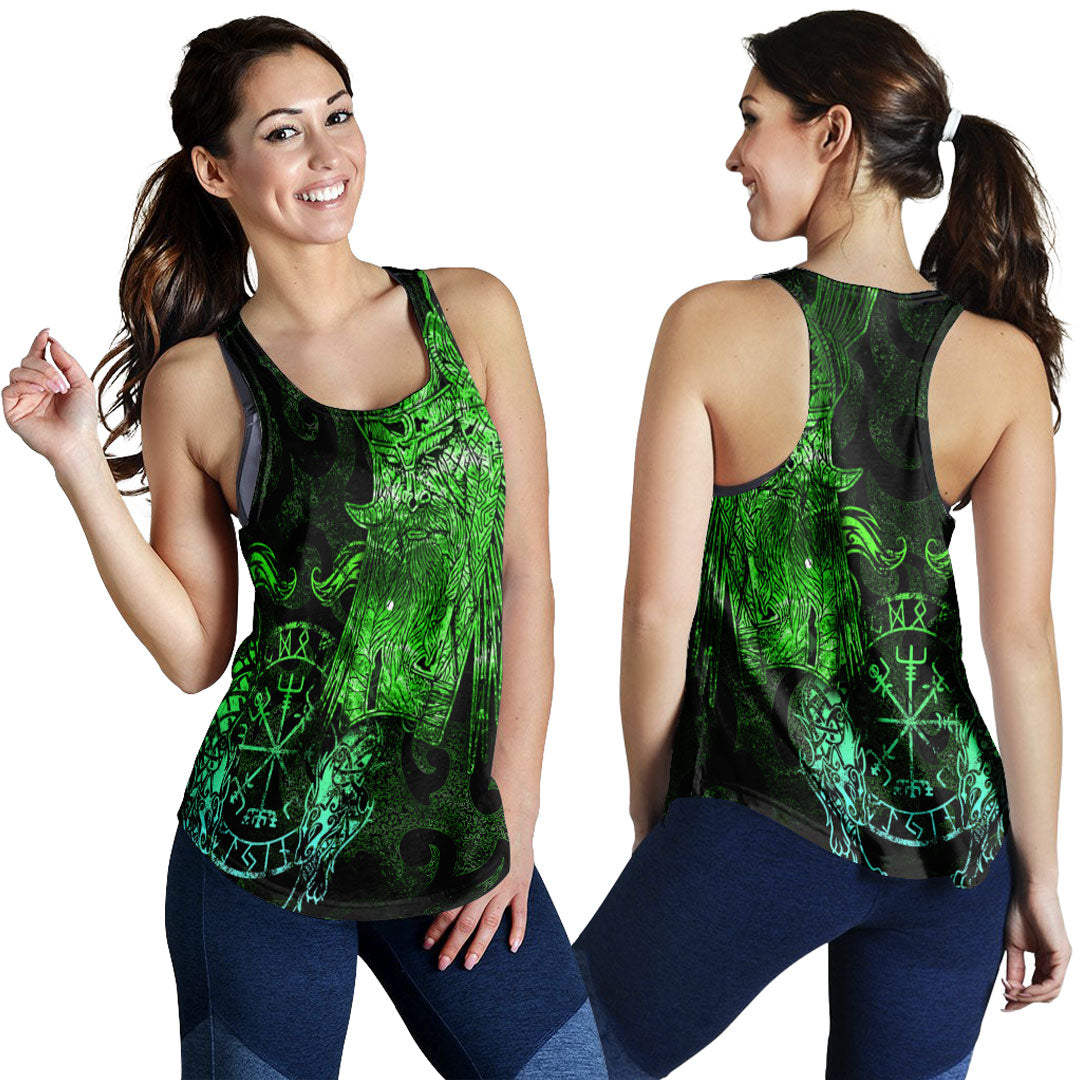 Viking Clothing Viking Odin Tattoo Green Version Women's Racerback Tank RLT12 - Wonder Print Shop