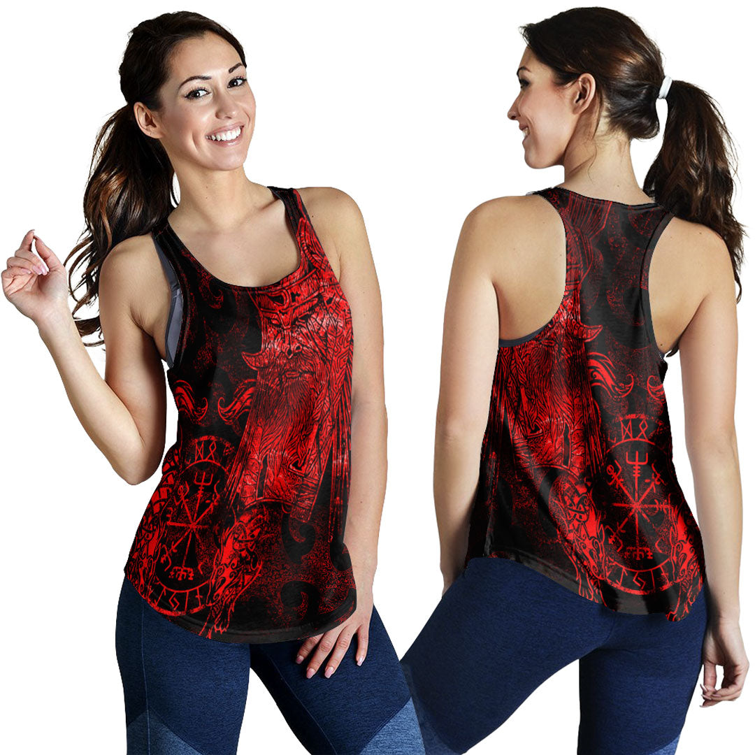 Viking Clothing Viking Odin Tattoo Red Version Women's Racerback Tank RLT12 - Wonder Print Shop
