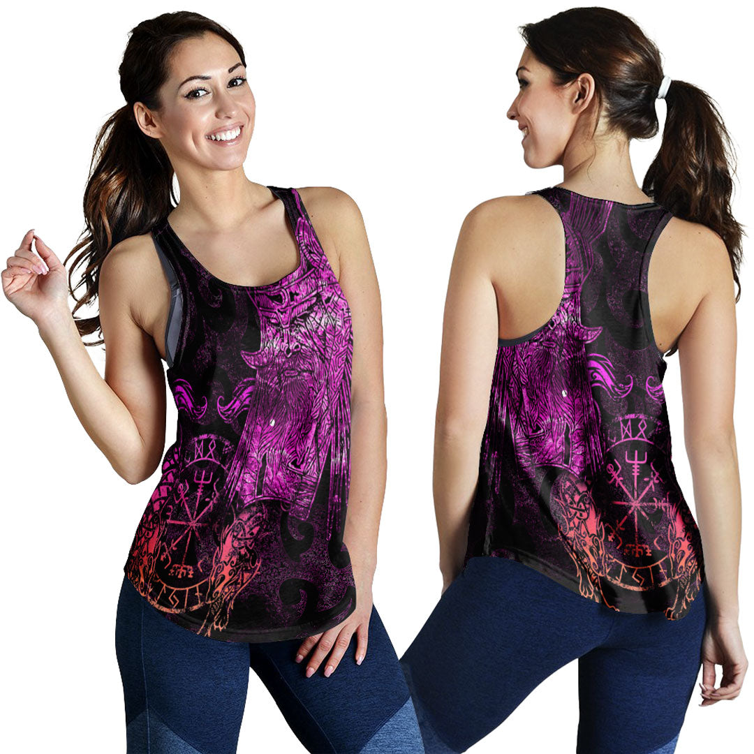 Viking Clothing Viking Odin Tattoo Pink Version Women's Racerback Tank RLT12 - Wonder Print Shop