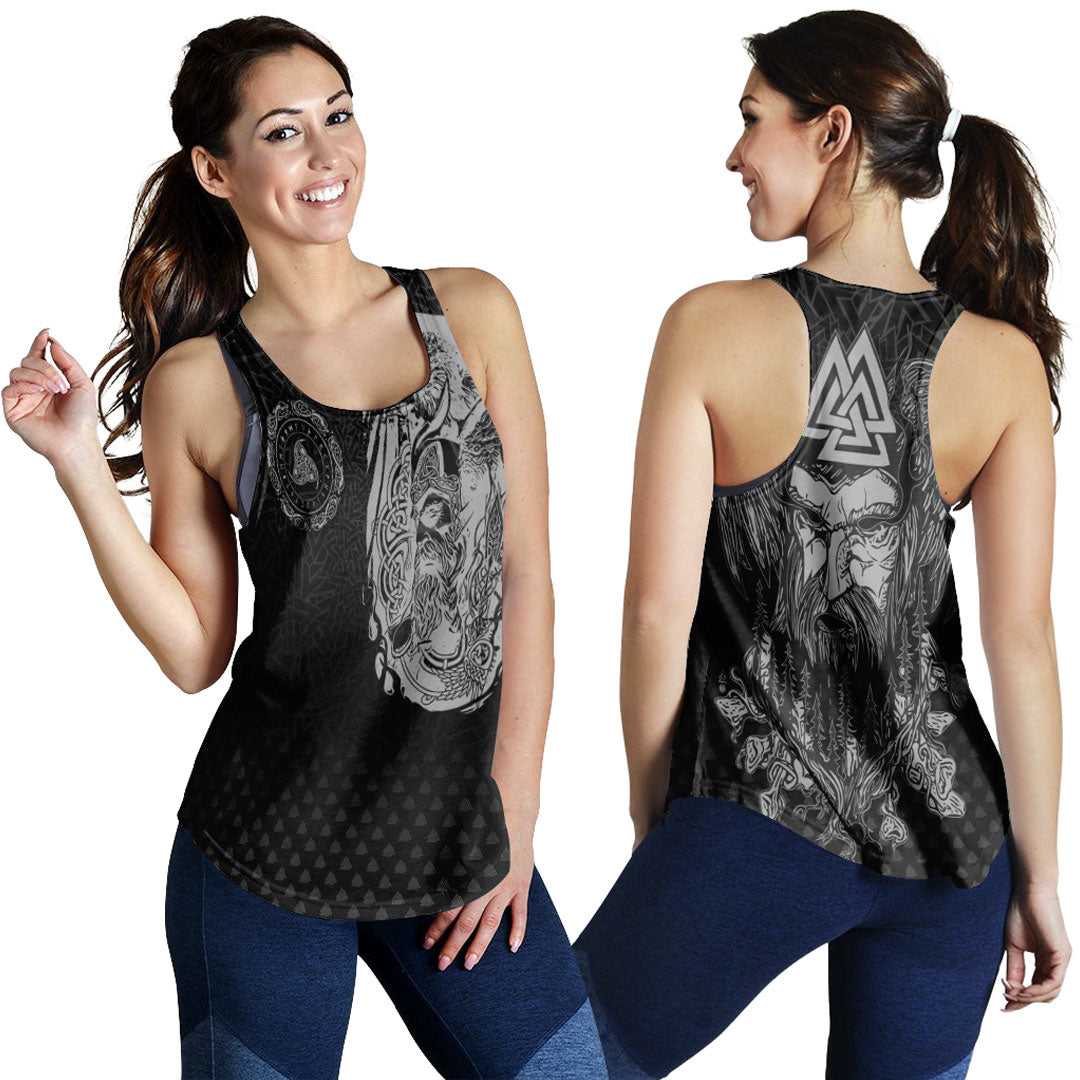 Viking Clothing Viking Odin Raven Tattoo Style Special Version Women's Racerback Tank RLT12 - Wonder Print Shop