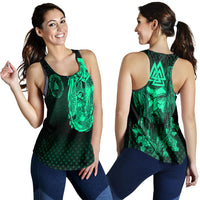 Viking Clothing Viking Odin Raven Tattoo Style Green Version Women's Racerback Tank RLT12 - Wonder Print Shop