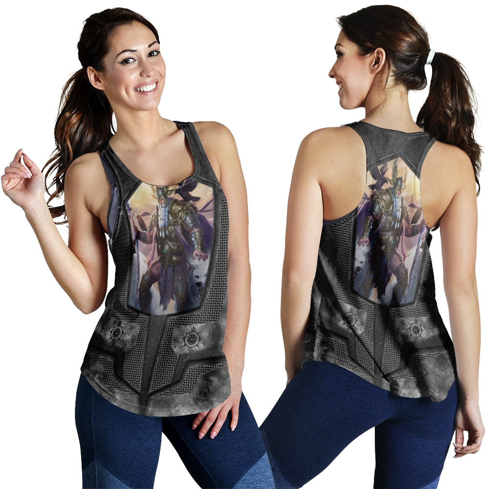 Viking Clothing Armor 3D Style Viking Odin Women's Racerback Tank RLT12 - Wonder Print Shop