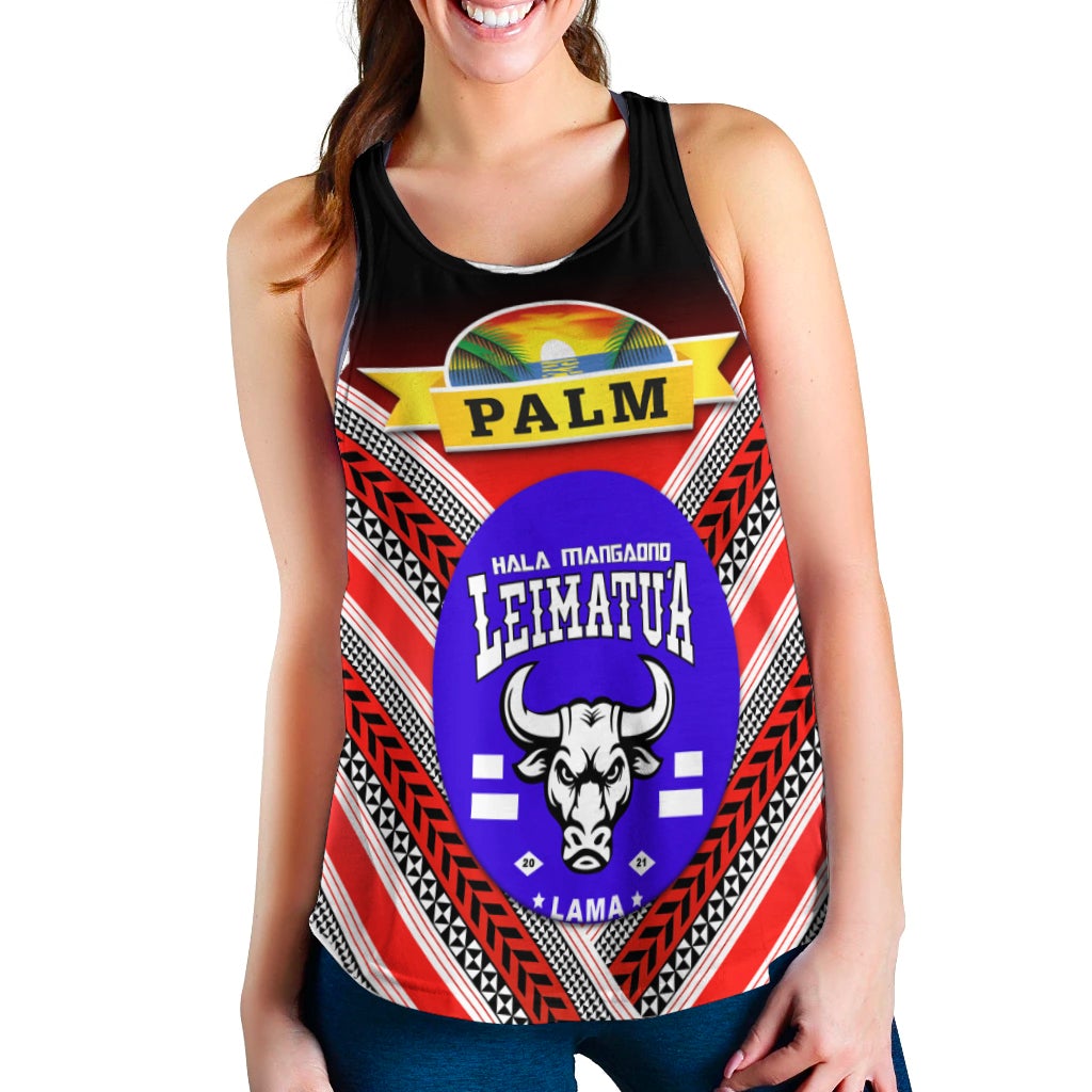 Mate Ma'a Tonga Women Racerback Tank Leimatu'a Bulls Creative Style Red NO.1 LT8 - Wonder Print Shop