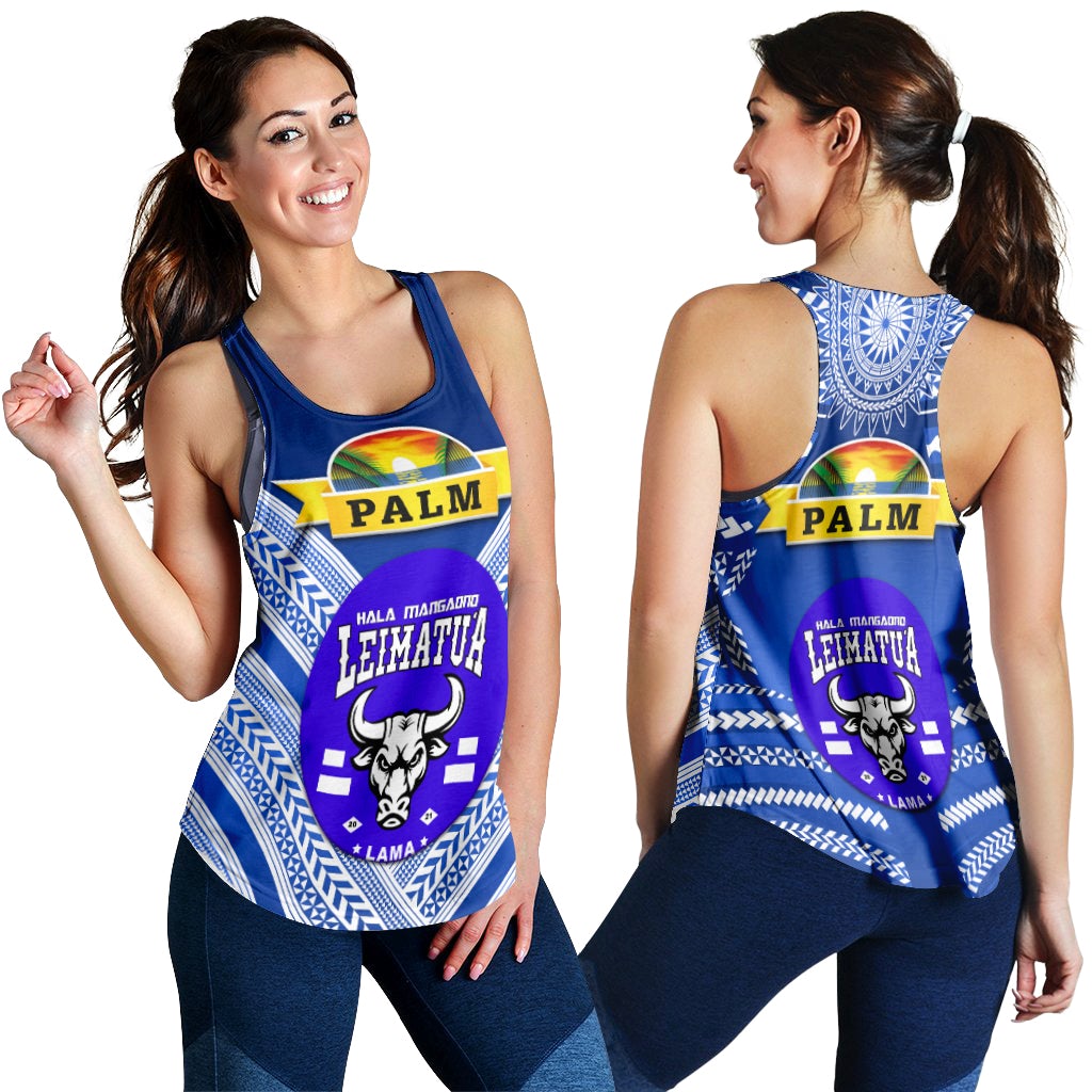 Mate Ma'a Tonga Women Racerback Tank Leimatu'a Bulls Creative Style Blue NO.1 LT8 - Wonder Print Shop