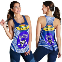 Mate Ma'a Tonga Women Racerback Tank Leimatu'a Bulls Creative Style Blue NO.1 LT8 - Wonder Print Shop